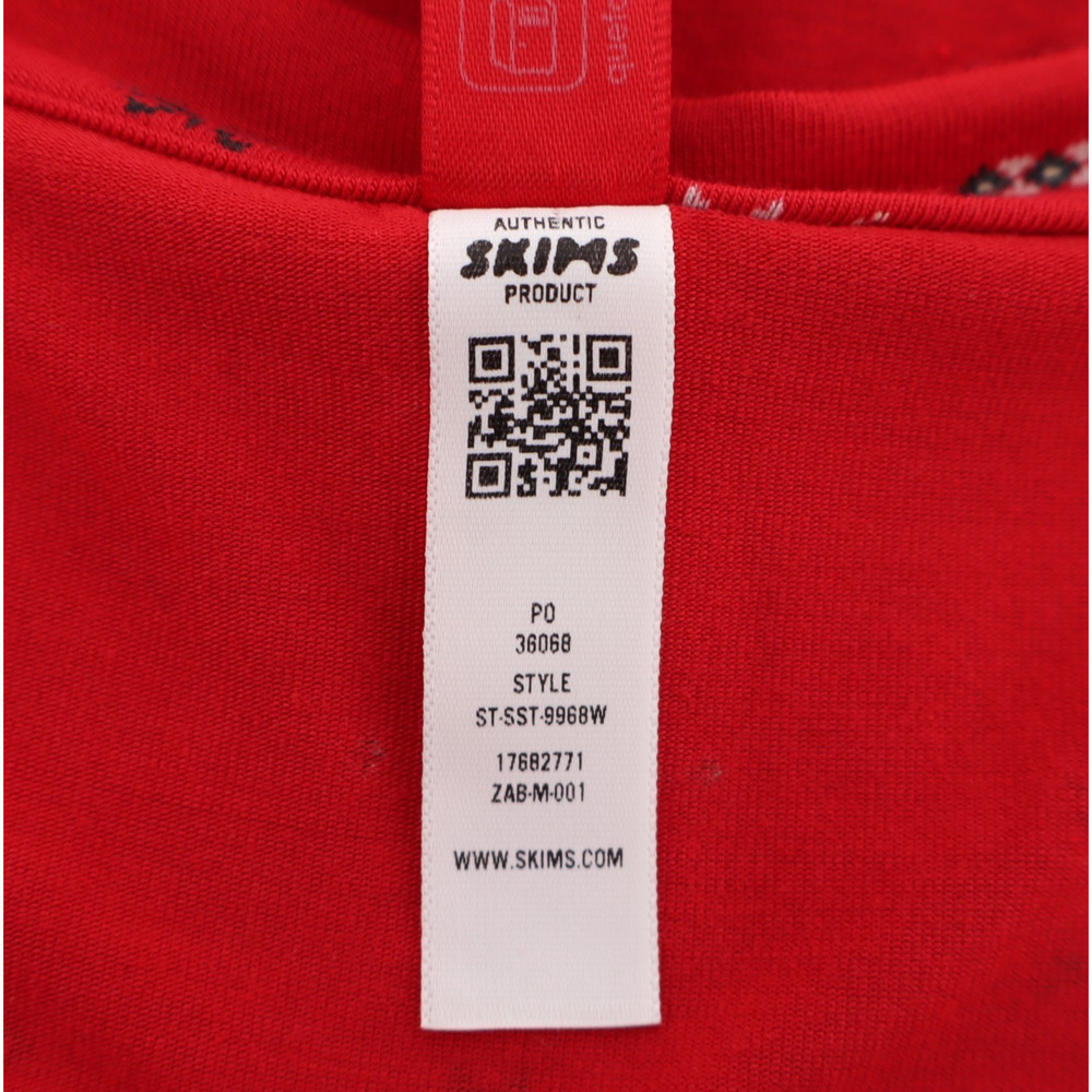 Skims NWT Sleep Scoop Neck Top Cranberry Vintage Deer Print Sz S - Picture 7 of 11